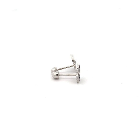 925 Sterling Silver Stud Flower Black Enamel Earrings Small Screw Back - Picture 5 of 5